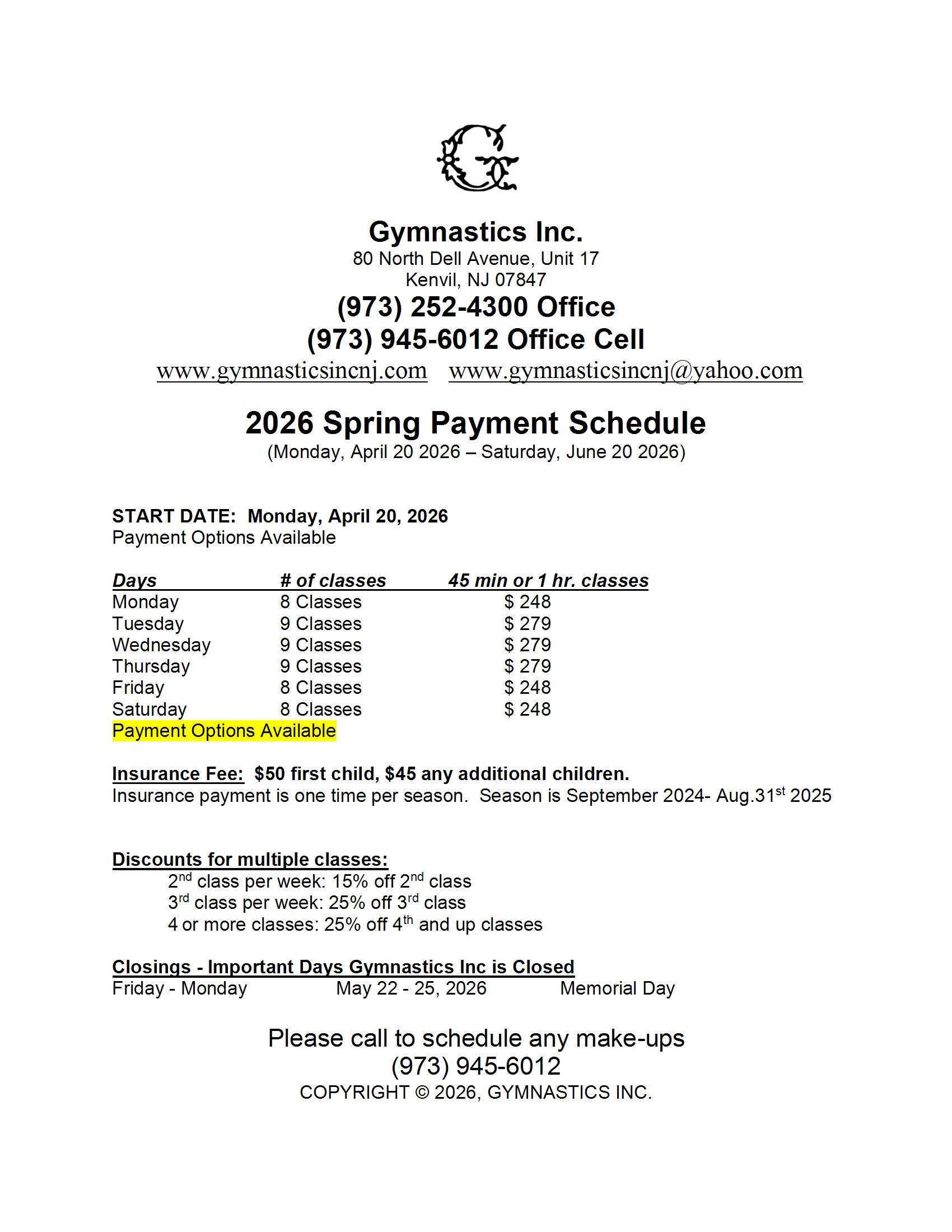 2026 SPRING PAYMENT SCHEDULE conv 1
